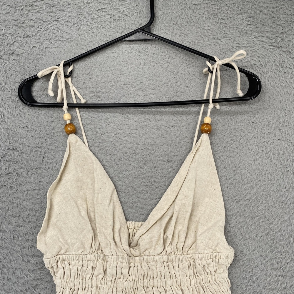 Sim & Sam Crop Tank Top Womens Small Linen Ruffle Boho Beach Babydoll Coastal - Picture 3 of 13